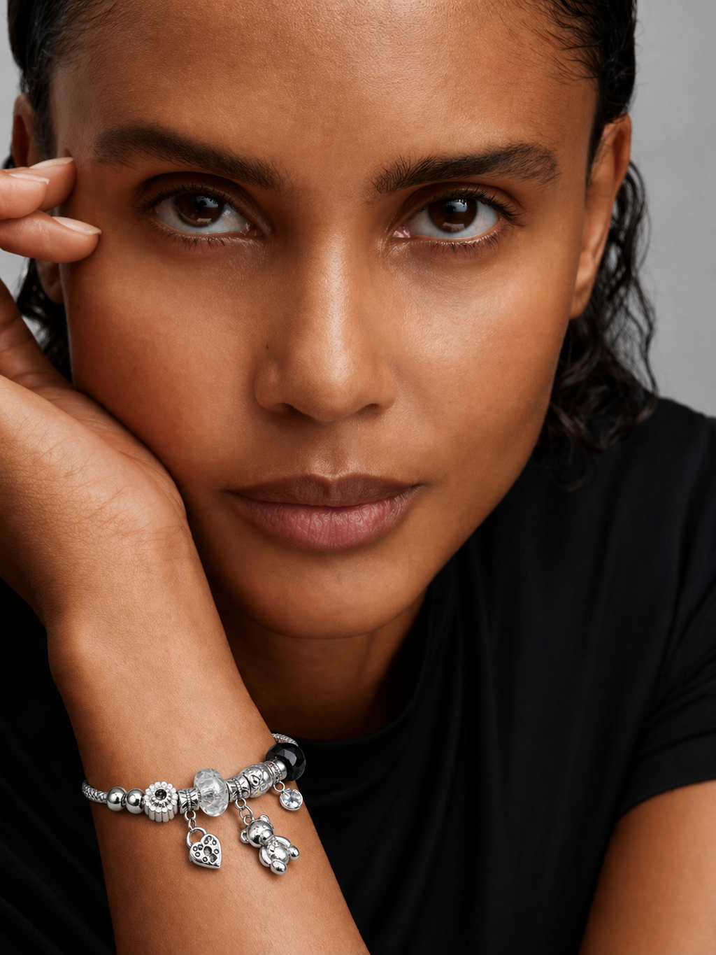 Imported Pandora-Inspired Silver Charm Bracelet – Heart & Teddy Accents